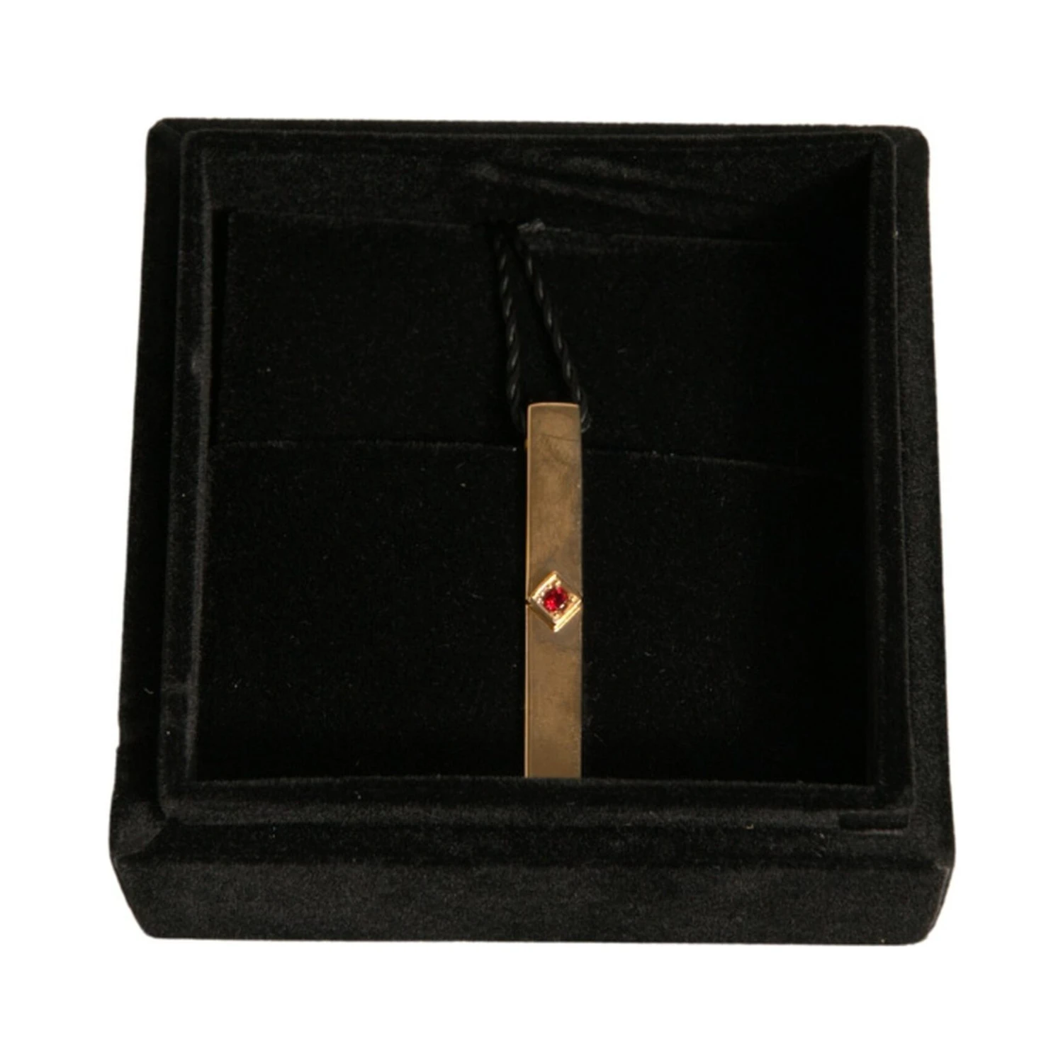 Gold Tone Brass Crystal Branded Tie Clip Bar