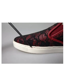 Black Red Lace Slip On Low Top Sneakers Shoes