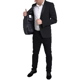 Black Wool Single Breasted MARTINI Blazerclothing