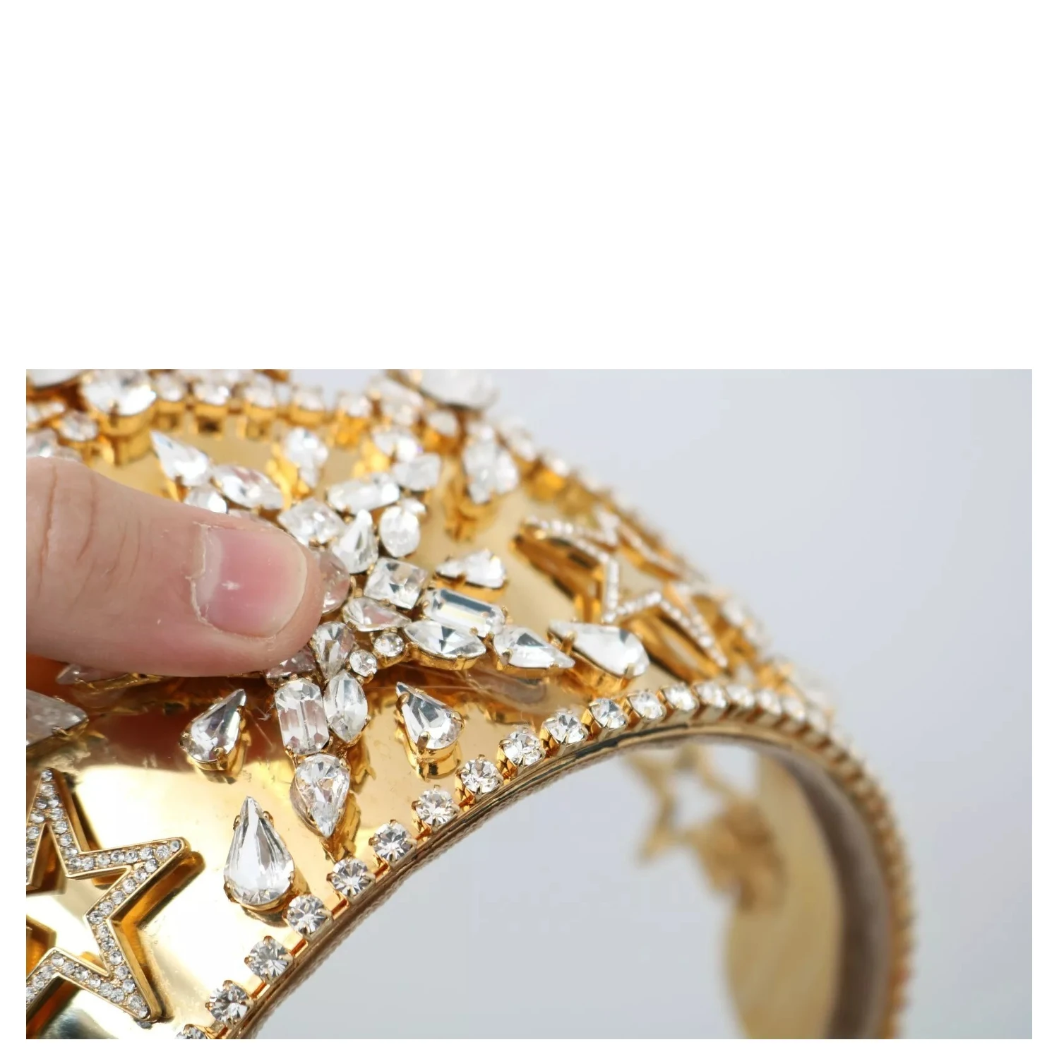 Gold Crystal Star STRASS Crown Logo Tiara Diadem