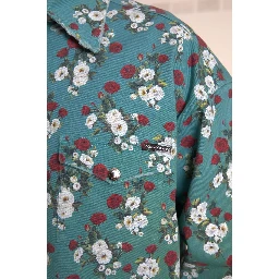 Blue Floral Cotton Button Down Denim Shirt
