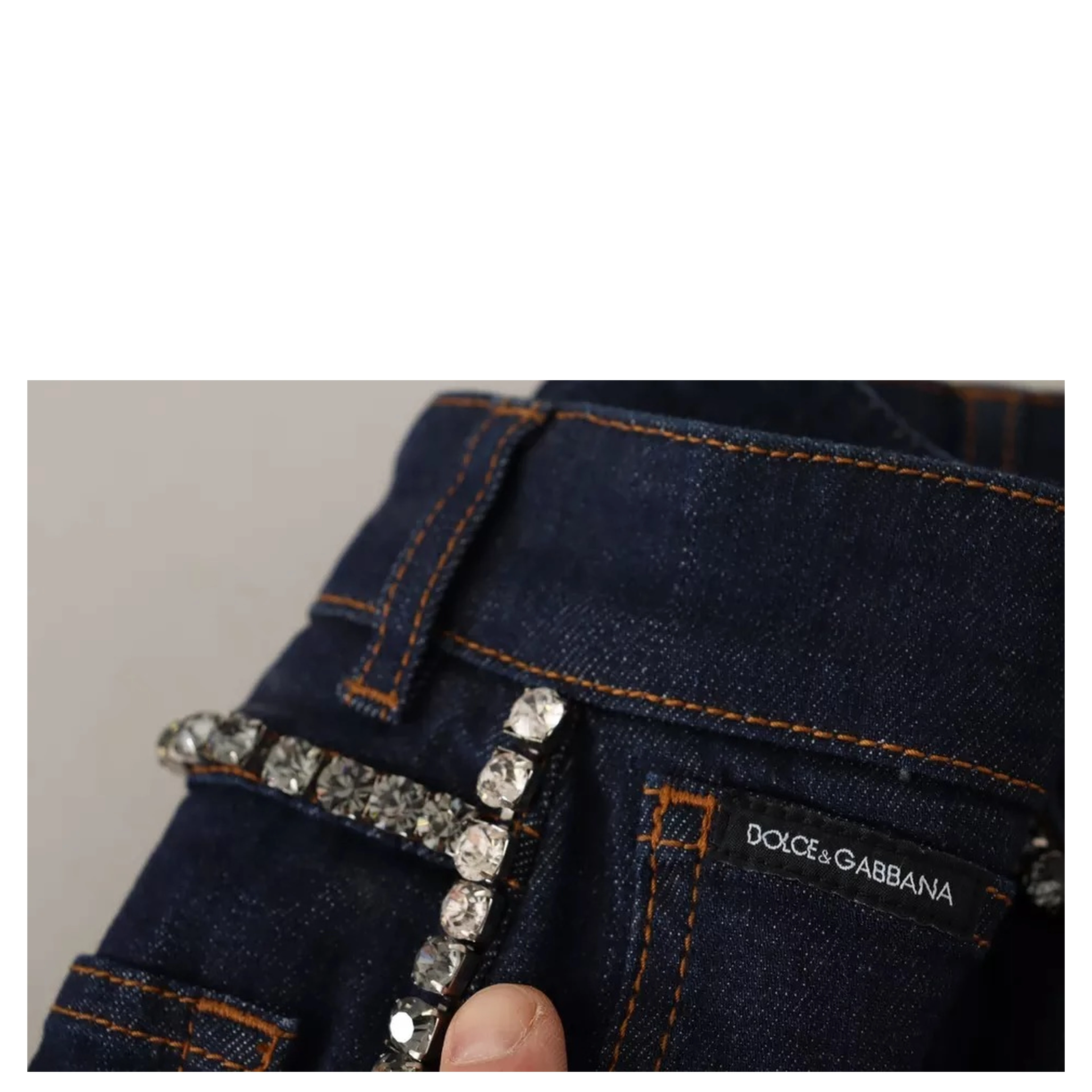 Dark Blue Embellished Denim Hot Pants Shorts