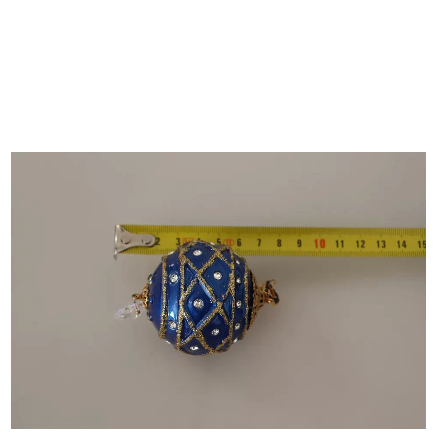 Gold Brass Blue Christmas Ball Crystal Hook Jewelry Earrings