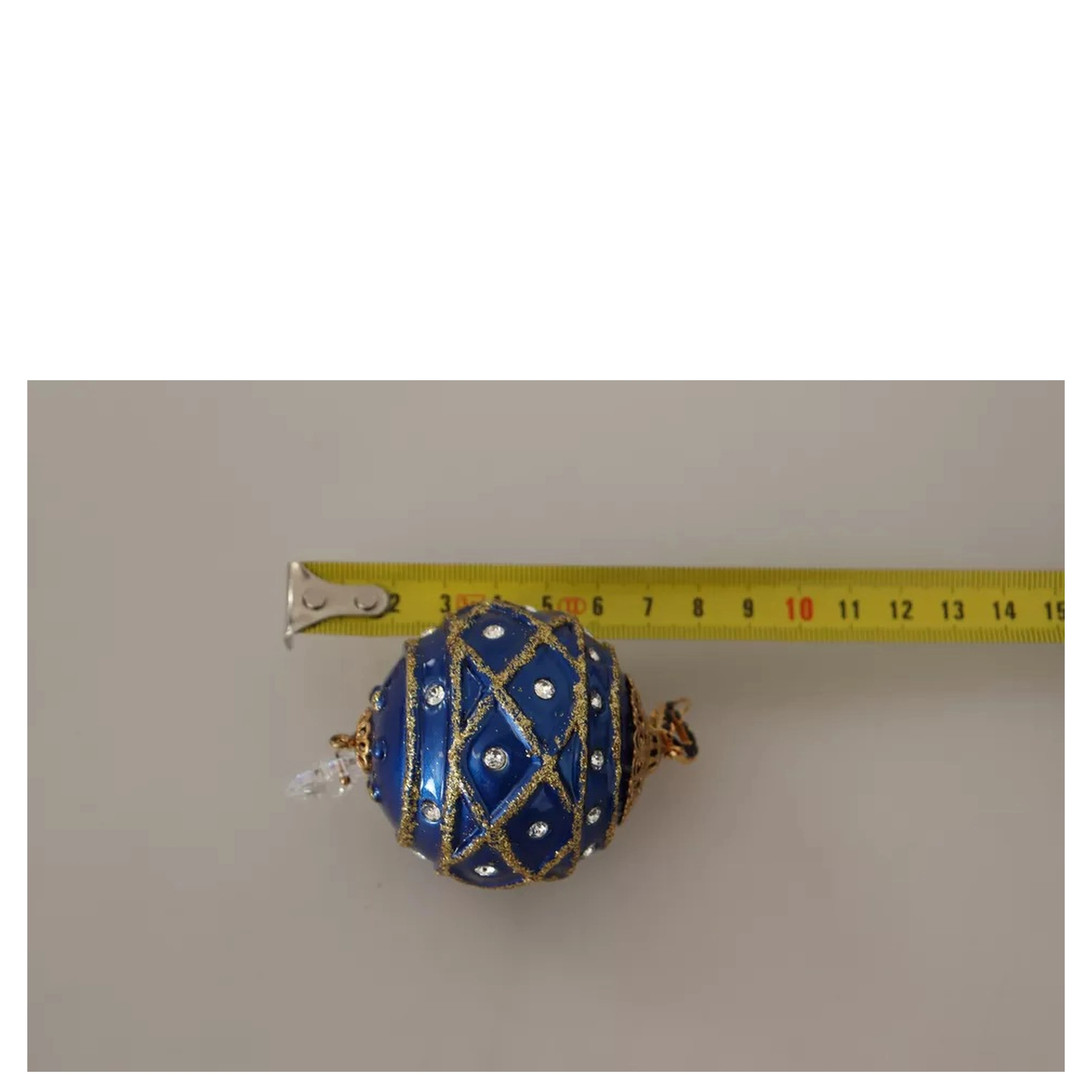 Gold Brass Blue Christmas Ball Crystal Hook Jewelry Earrings