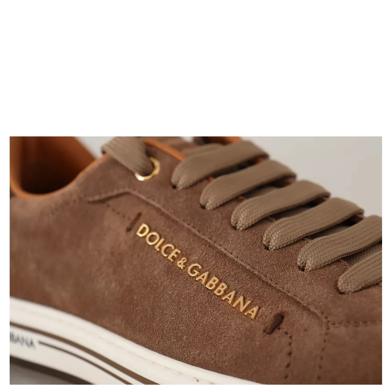 Brown Suede Logo Low Top Sneakers Men Shoes