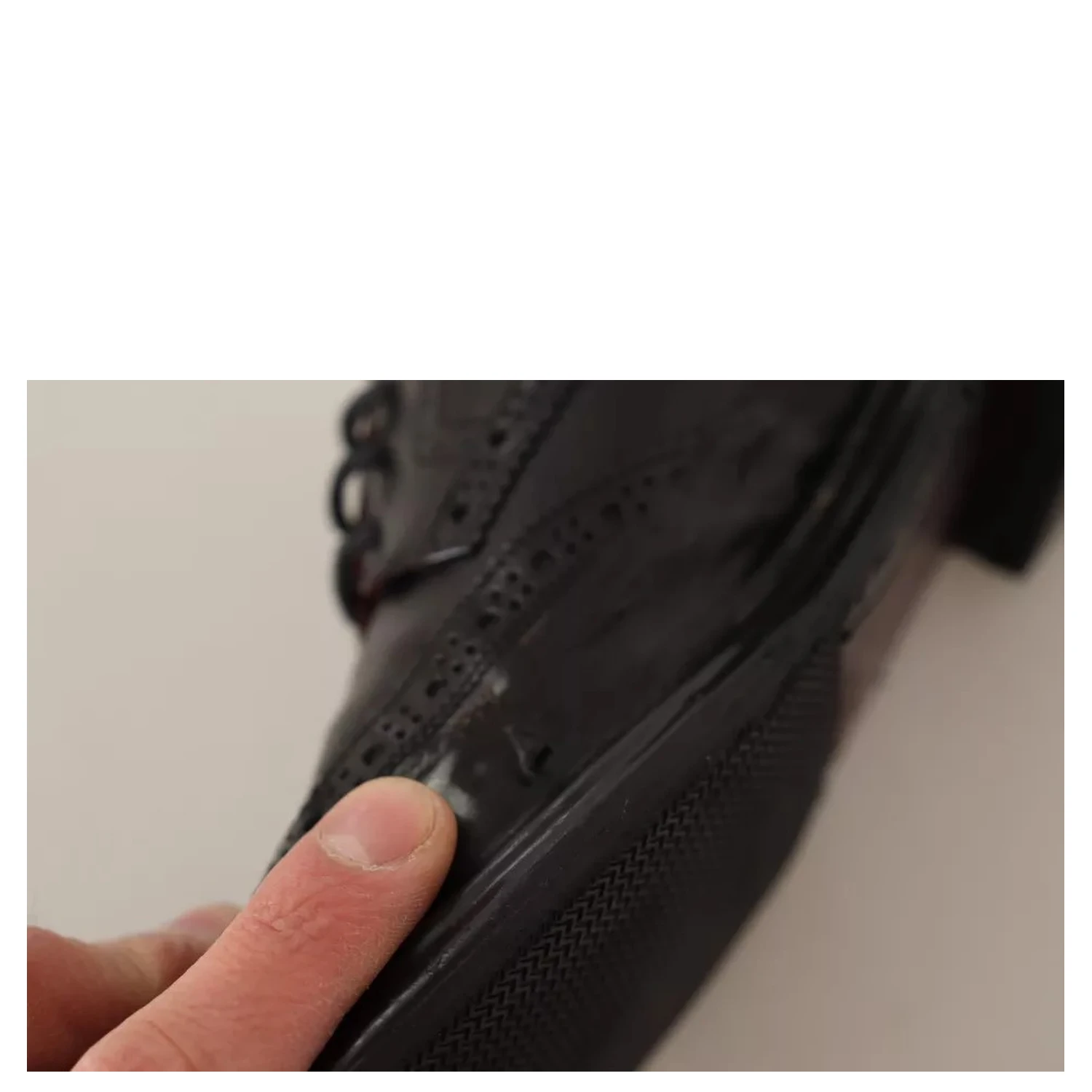 Black Perforated Leather Lace Up Derby Shoes
