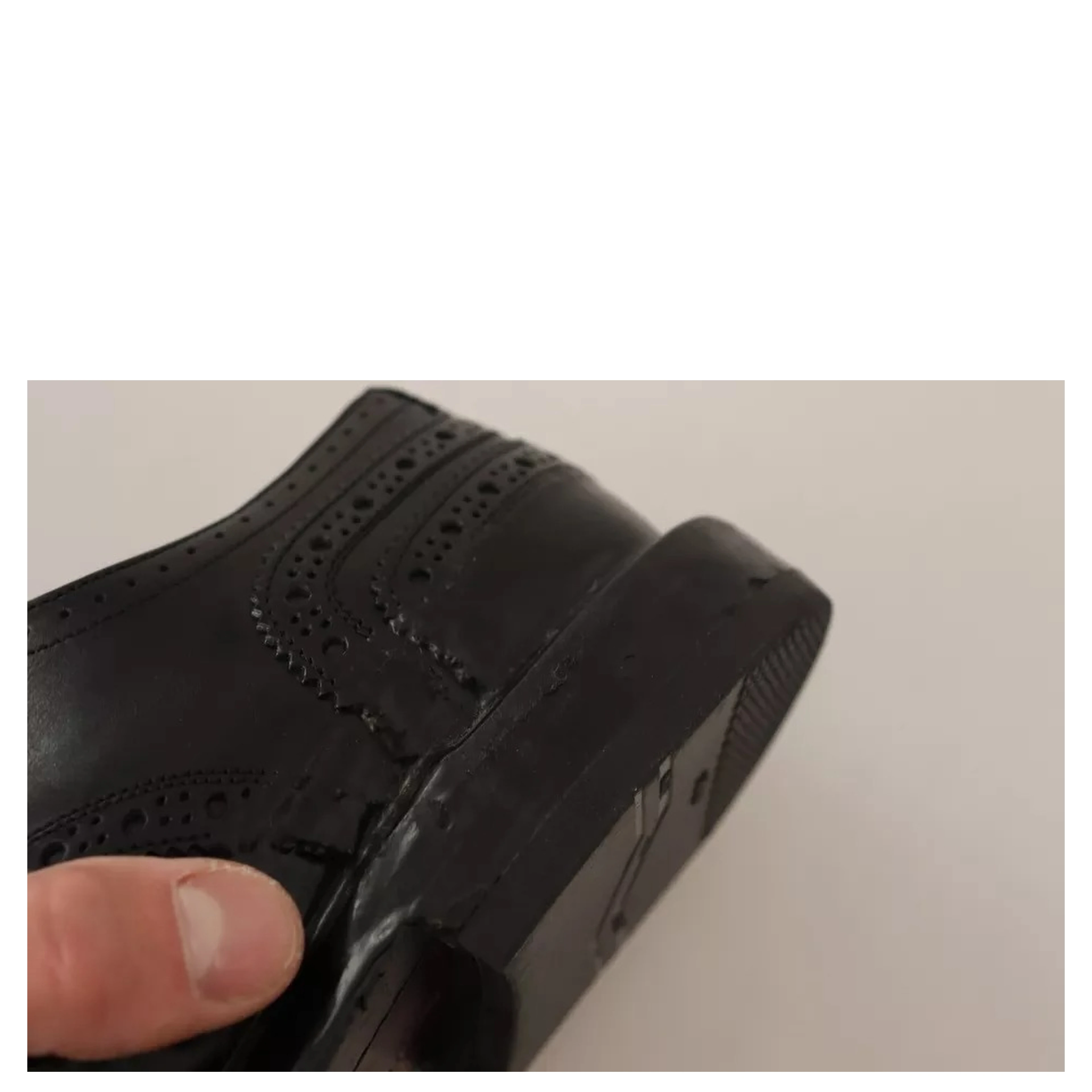 Black Perforated Leather Lace Up Derby Shoes