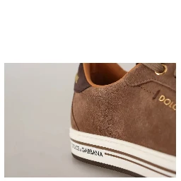 Brown Suede Logo Low Top Sneakers Men Shoes