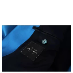 Blue Jacquard Silk Formal 2 Piece Set Suit