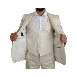 Beige Wool Crème 3 Piece SICILIA Shawl Suit
