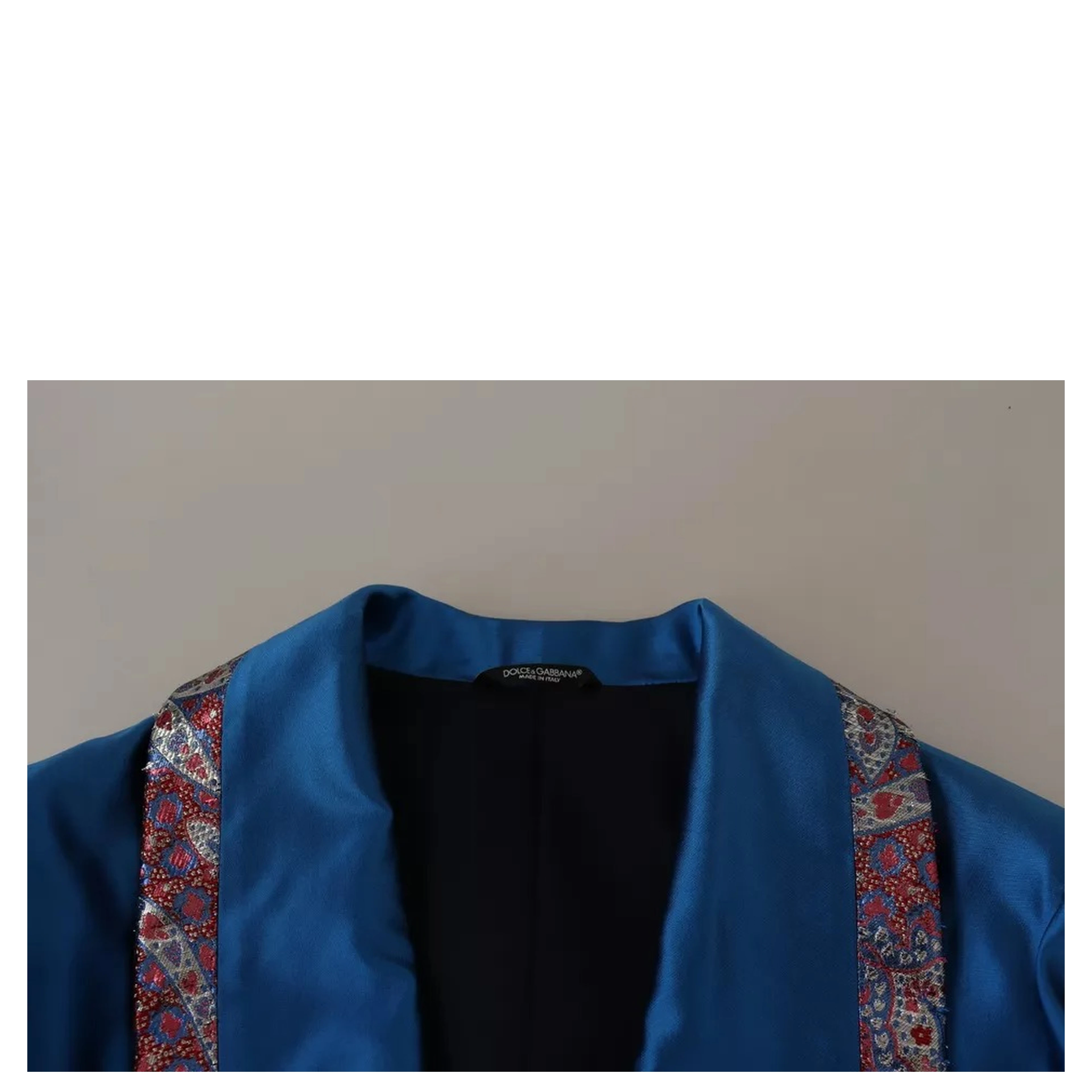 Blue Jacquard Silk Formal 2 Piece Set Suit