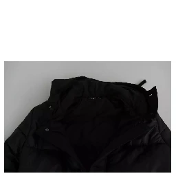 Black Hooded Polyester Men Coat Puffer Jacket