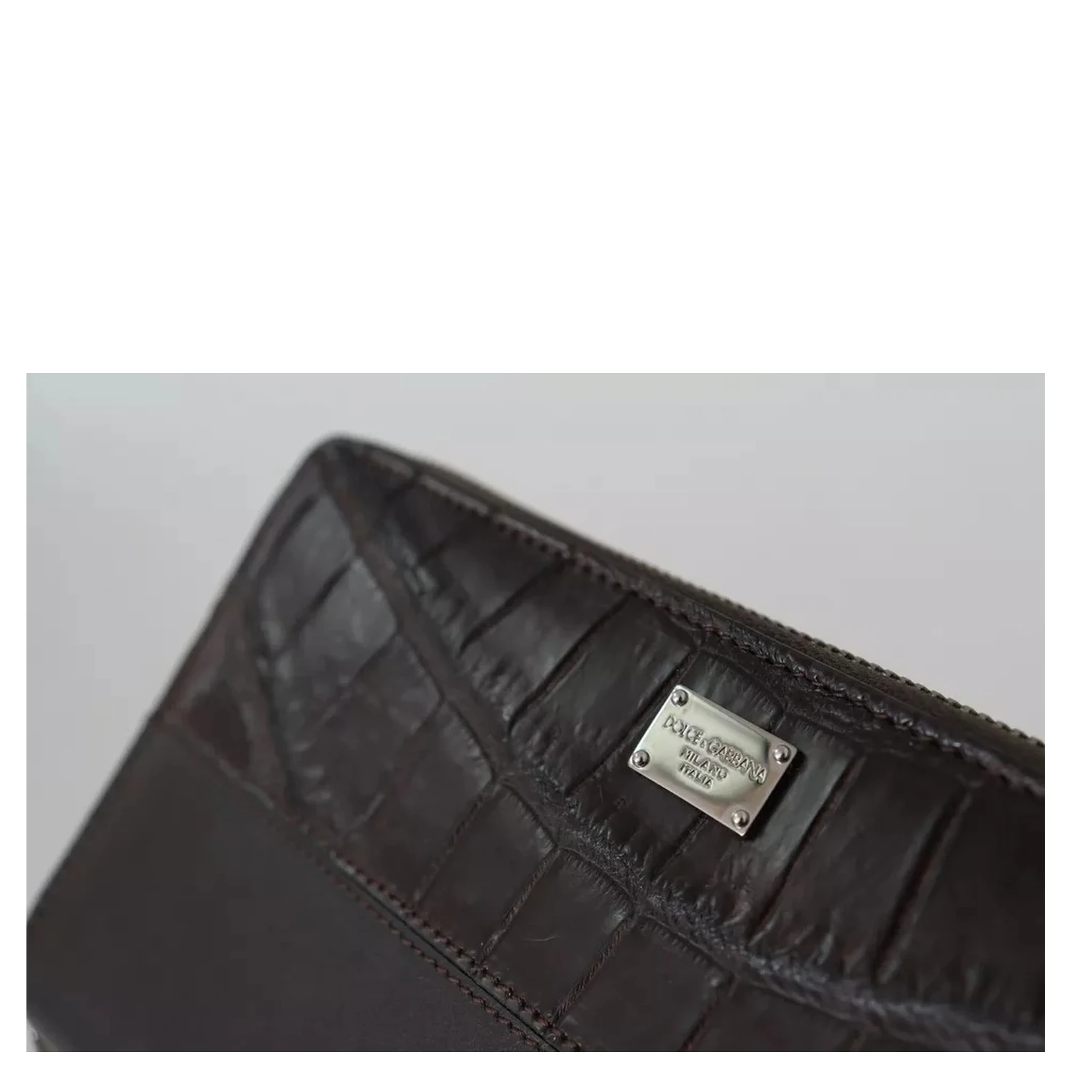 Brown Exotic Leather Zip Around Continental Clutch Wallet