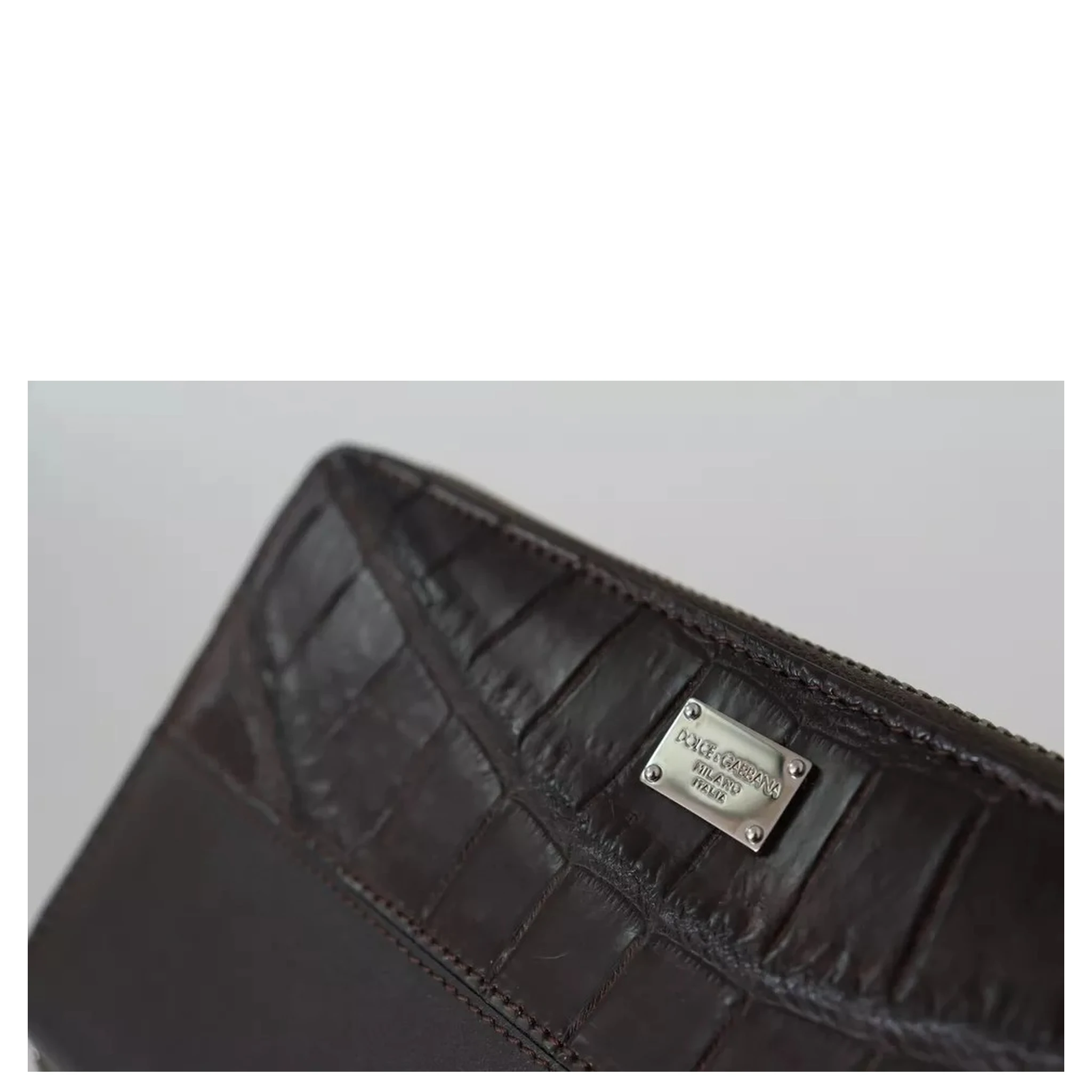 Brown Exotic Leather Zip Around Continental Clutch Wallet