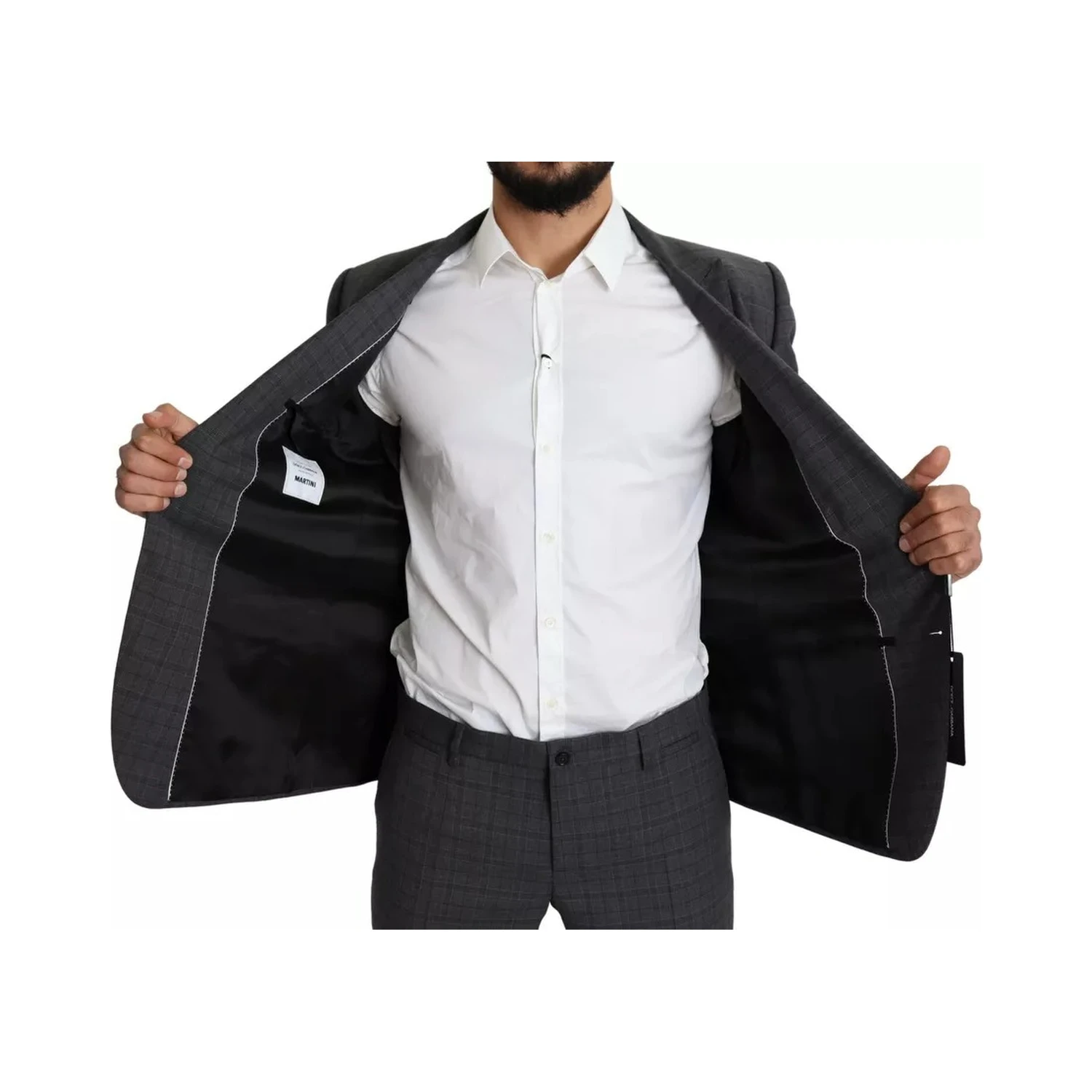 Gray Wool Men Formal 2 Piece MARTINI Suit