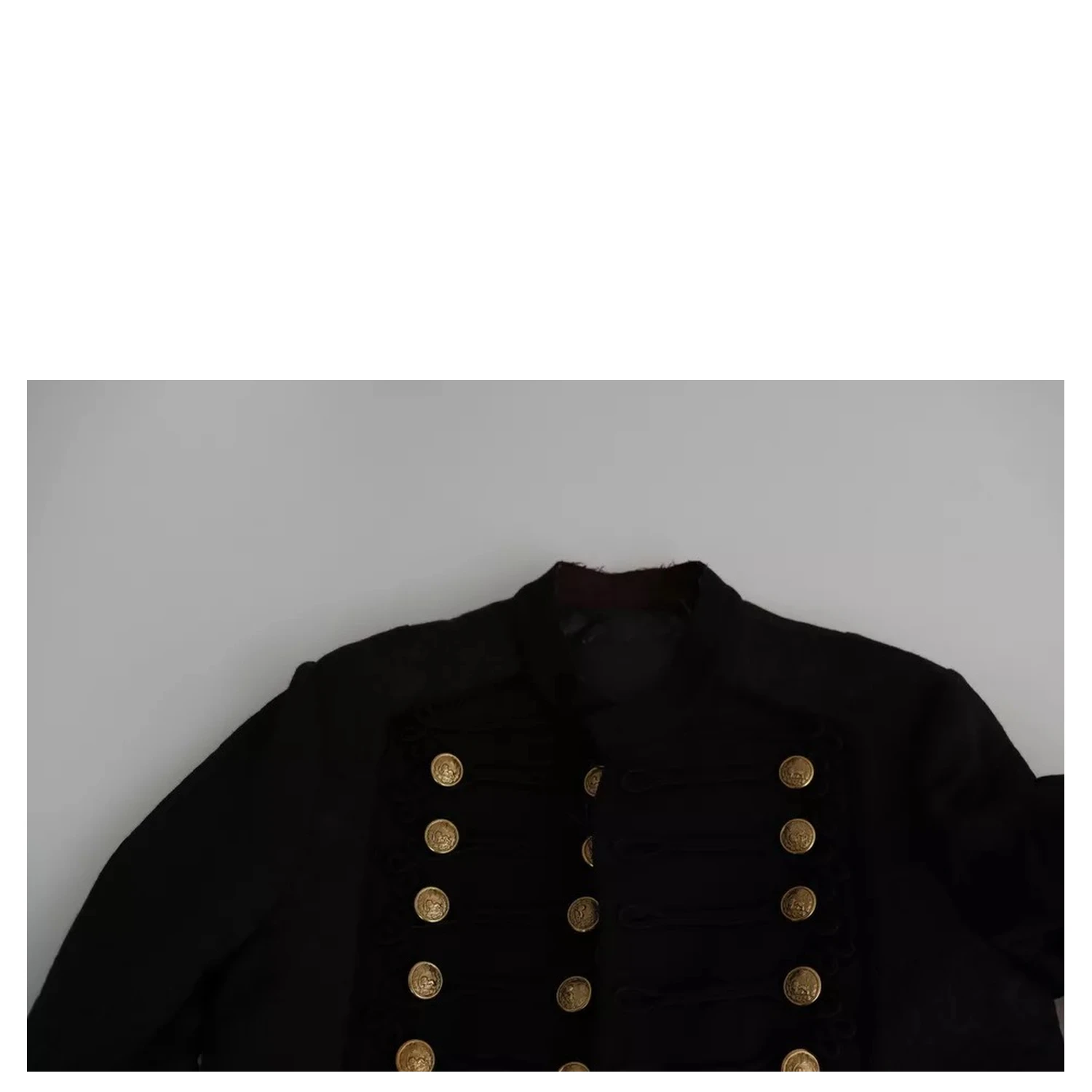 Black Button Embellished Military Jacket