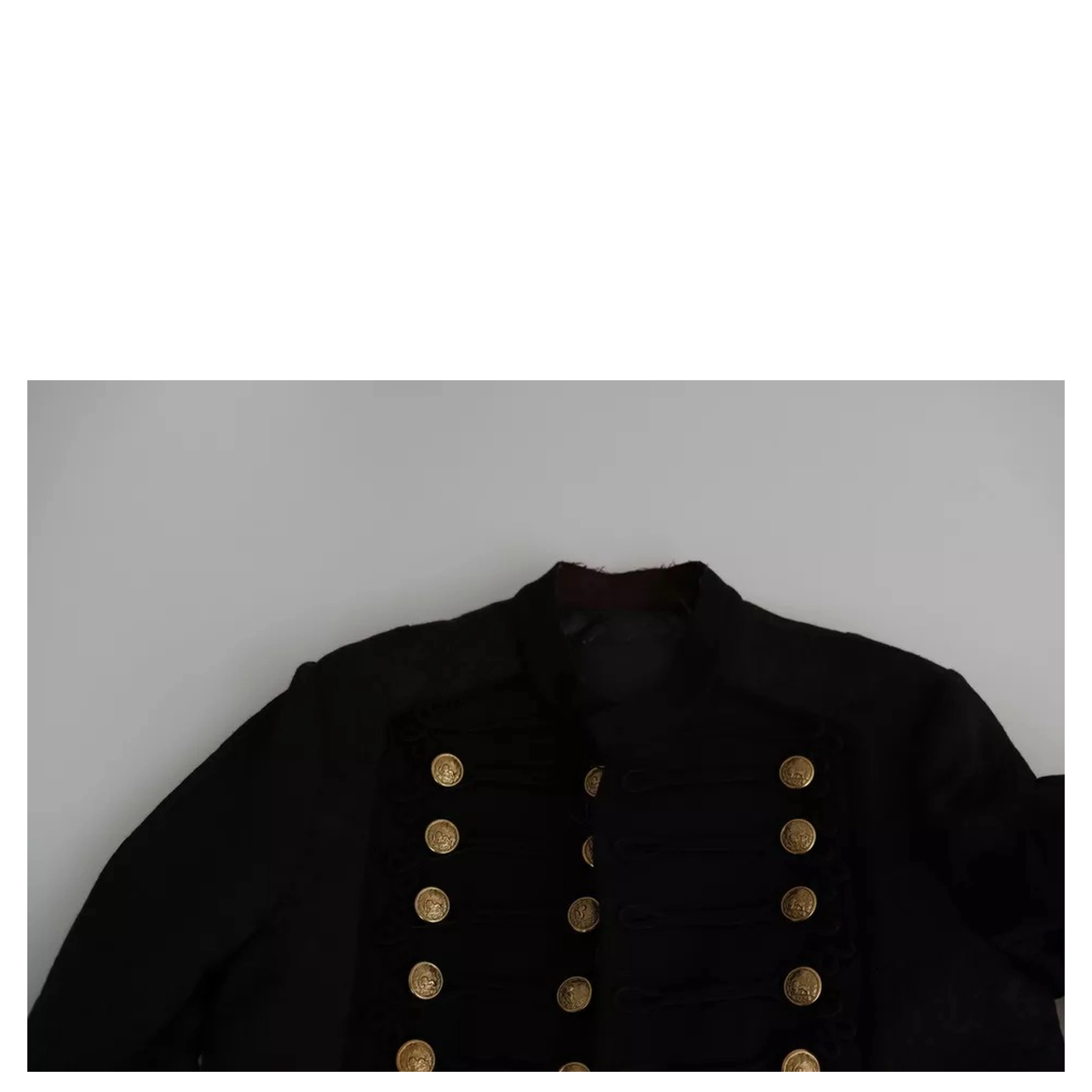 Black Button Embellished Military Jacket