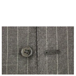 Gray Striped Wool Logo Vest Gilet Weste