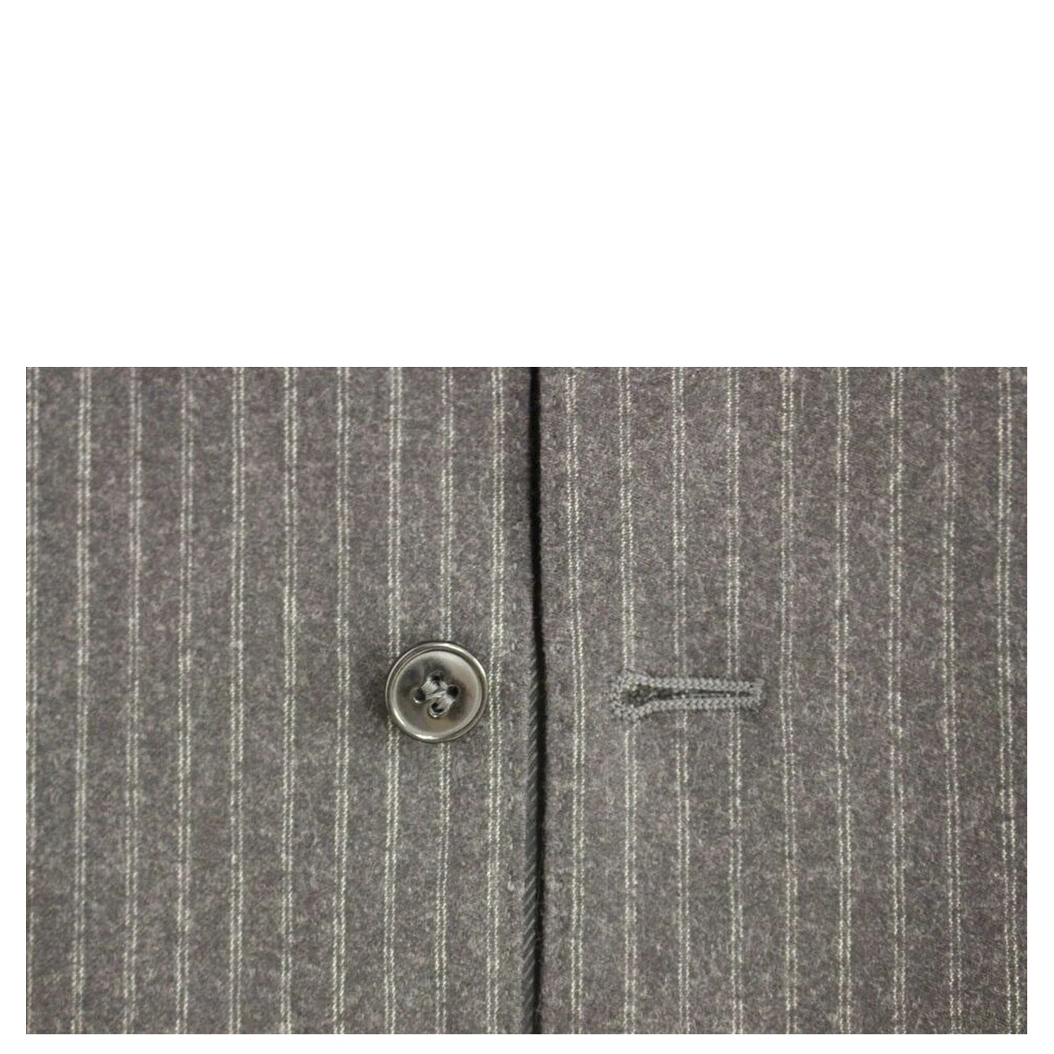 Gray Striped Wool Single Breasted Vest
