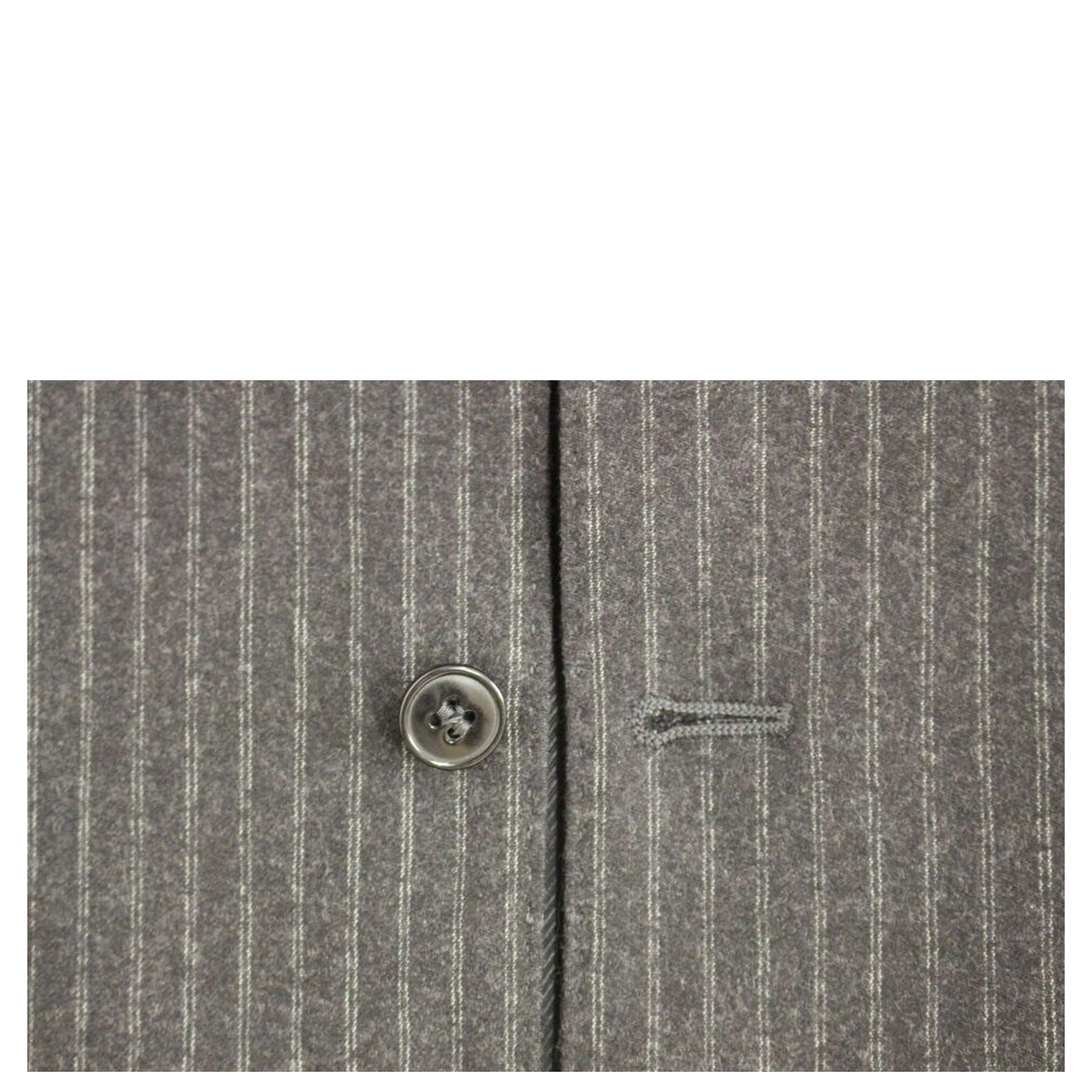 Gray Striped Wool Single Breasted Vest