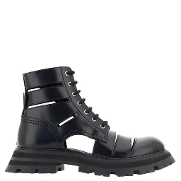 Black Calf Leather Bos Taurus Lace-Up Boots
