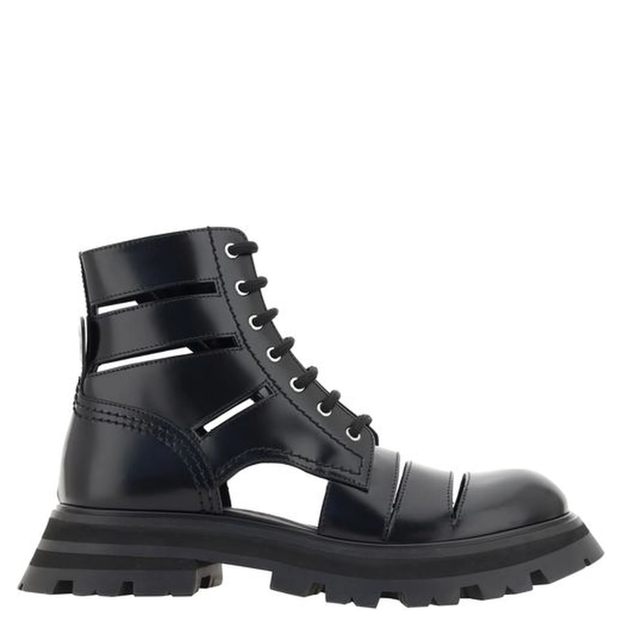 Black Calf Leather Bos Taurus Lace-Up Boots