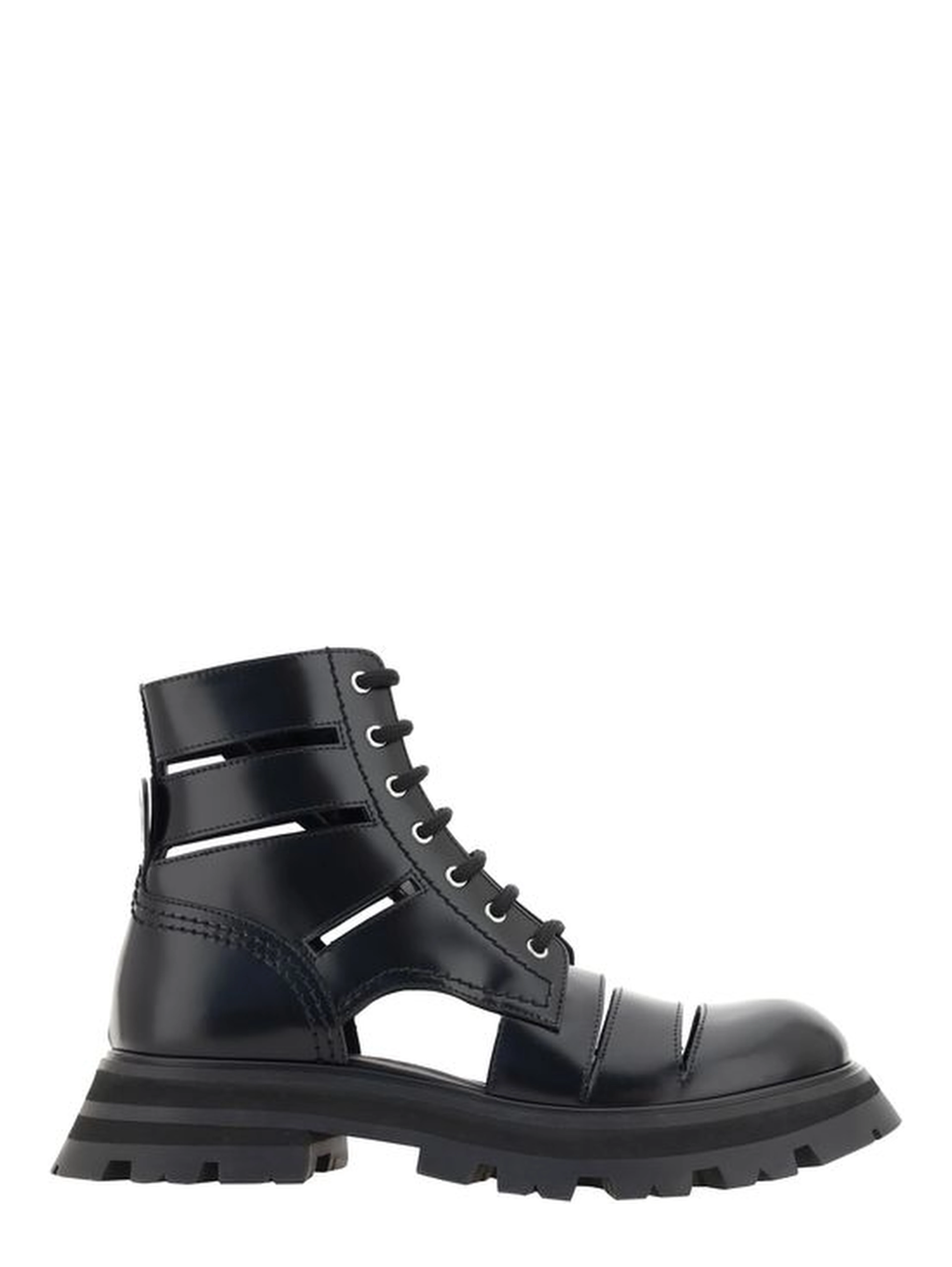 Black Calf Leather Bos Taurus Lace-Up Boots