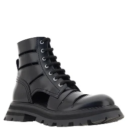 Black Calf Leather Bos Taurus Lace-Up Boots