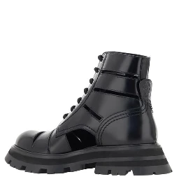 Black Calf Leather Bos Taurus Lace-Up Boots