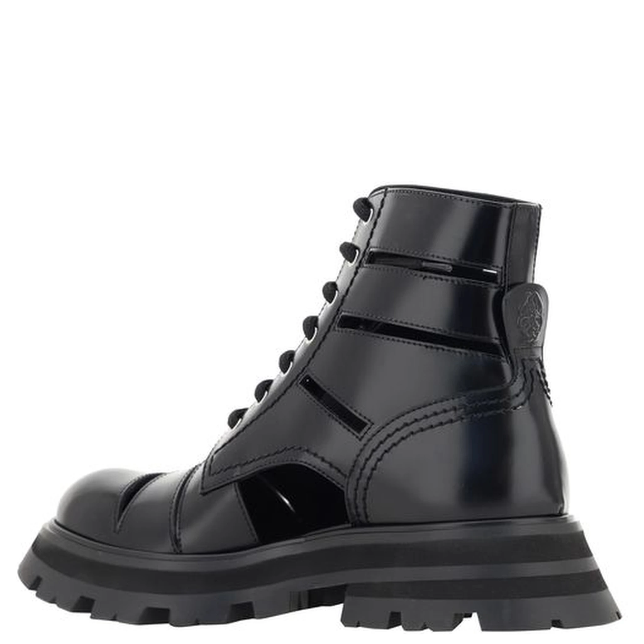 Black Calf Leather Bos Taurus Lace-Up Boots