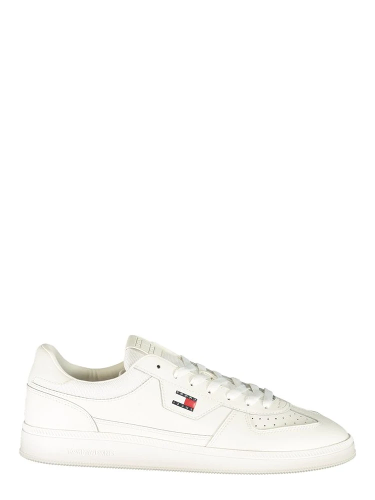 White Polyester Athletic Sneakers