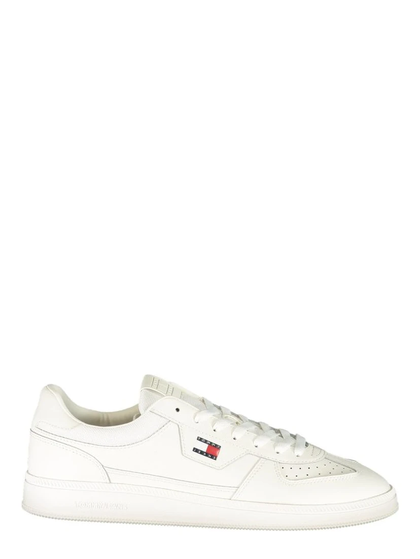 White Polyester Athletic Sneakers