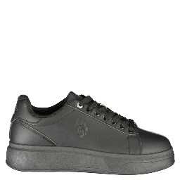 Black Polyester Athletic Sneakers