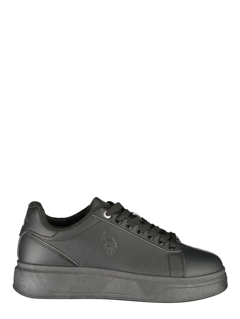 Black Polyester Athletic Sneakers