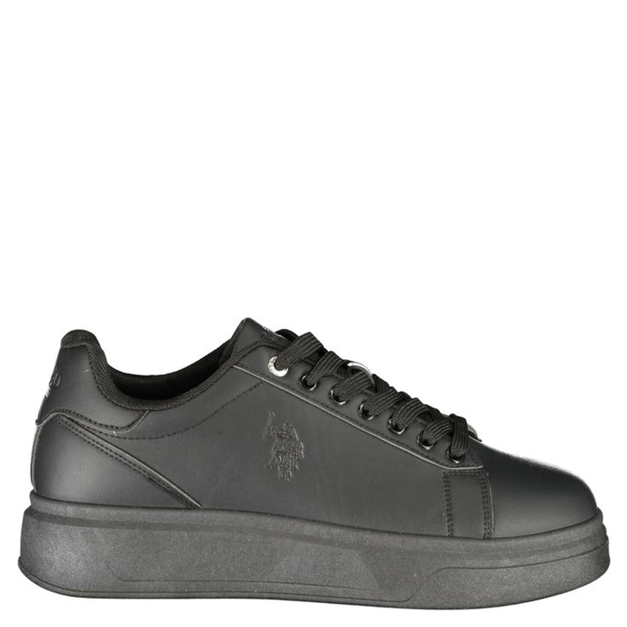 Black Polyester Athletic Sneakers