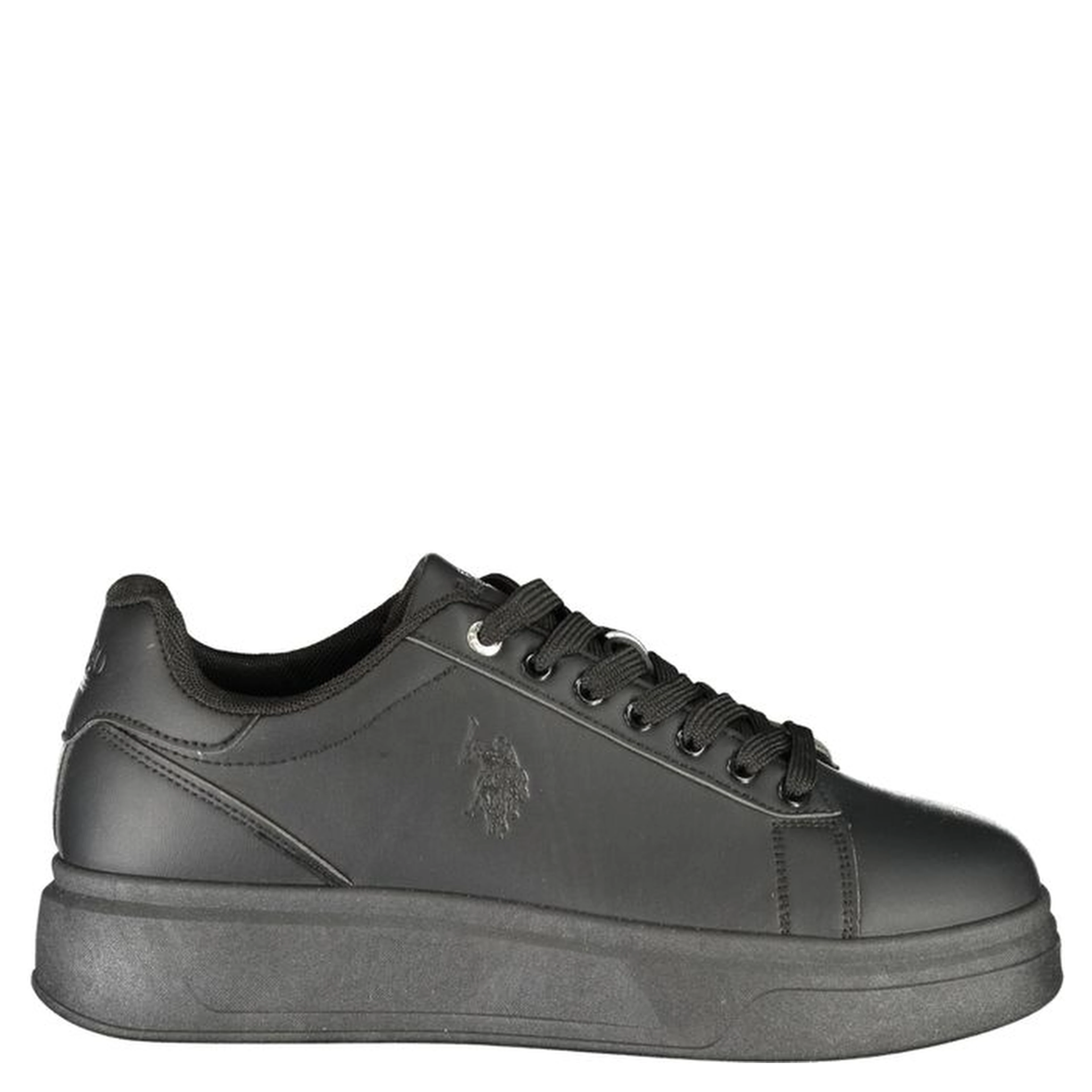 Black Polyester Athletic Sneakers
