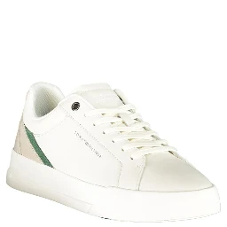 White Polyester Athletic Sneakers