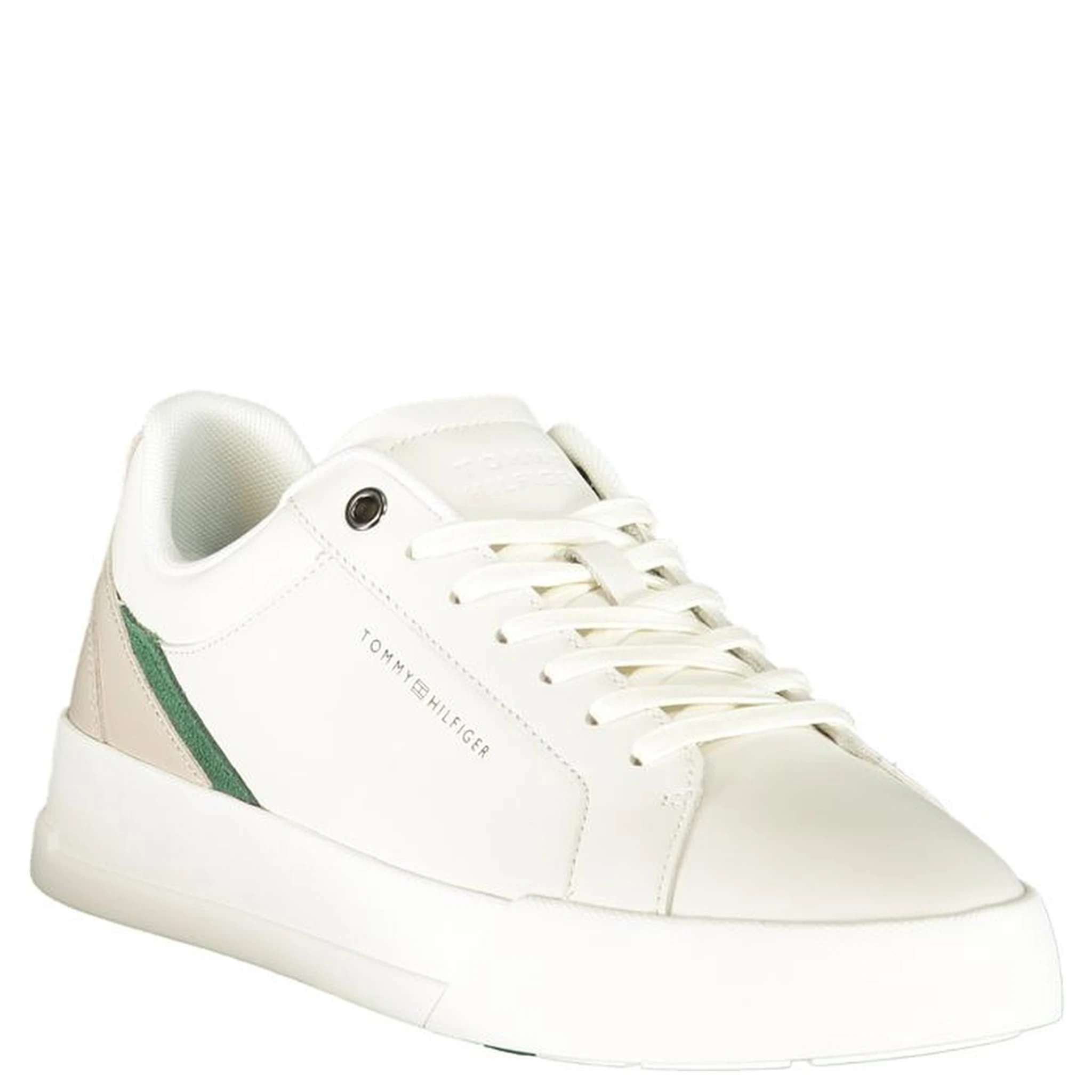 White Polyester Athletic Sneakers