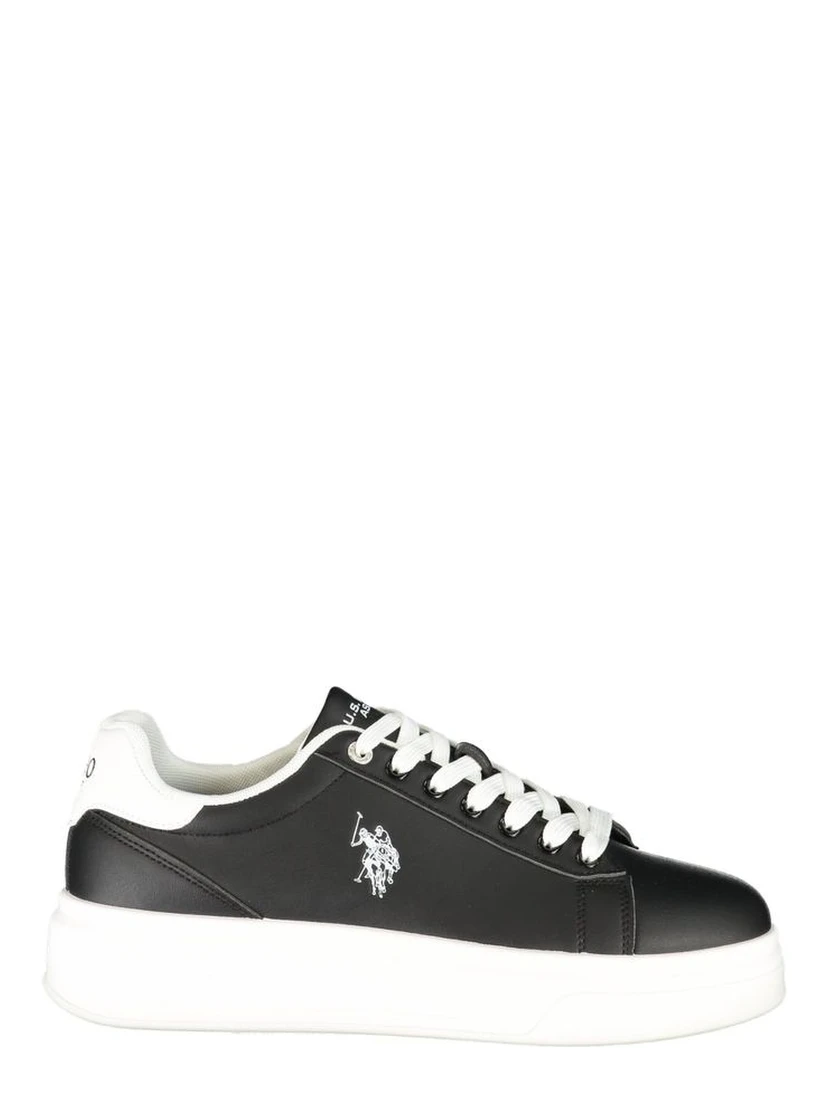 Black Polyester Athletic Sneakers