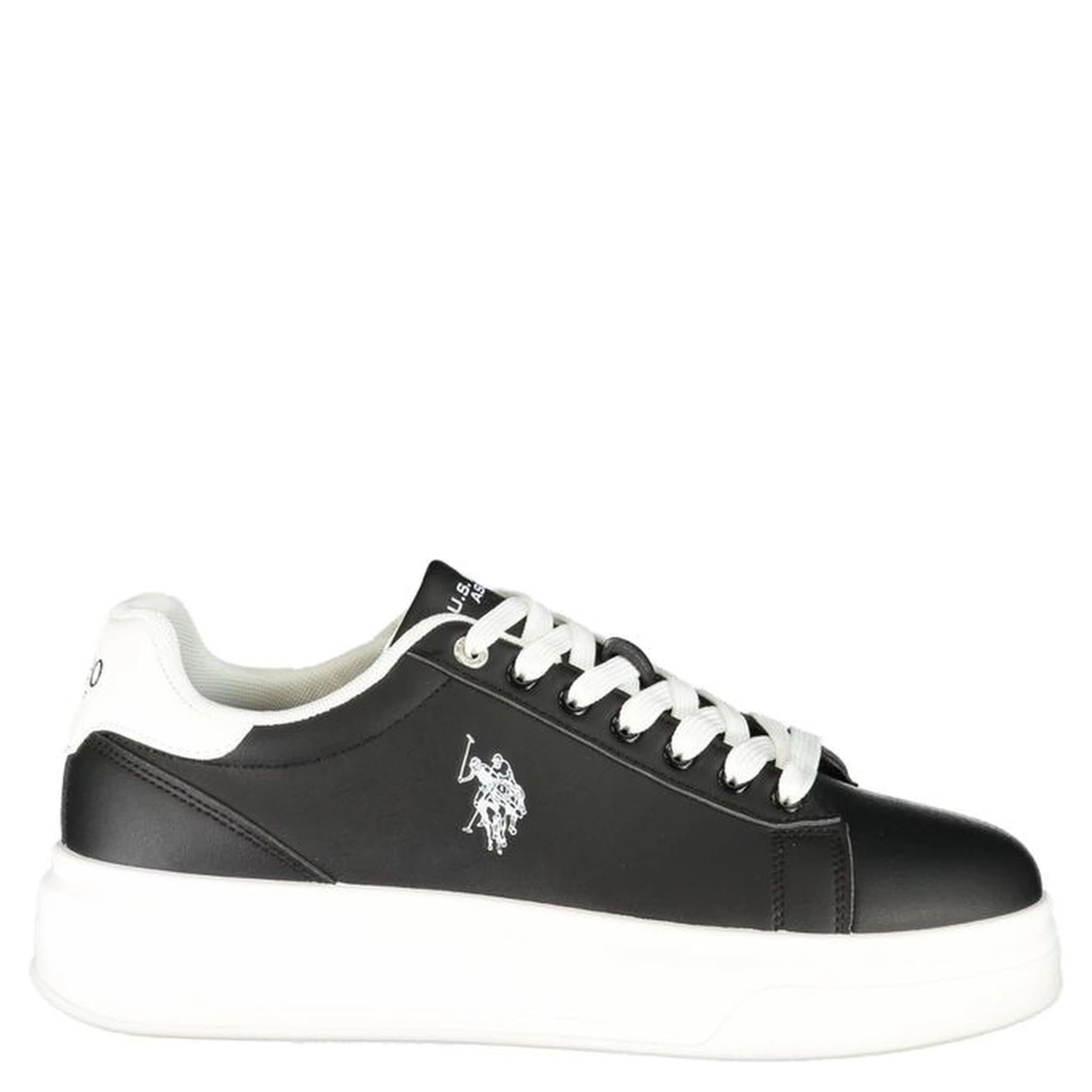 Black Polyester Athletic Sneakers