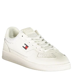 White Polyester Athletic Sneakers