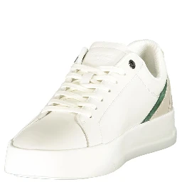 White Polyester Athletic Sneakers