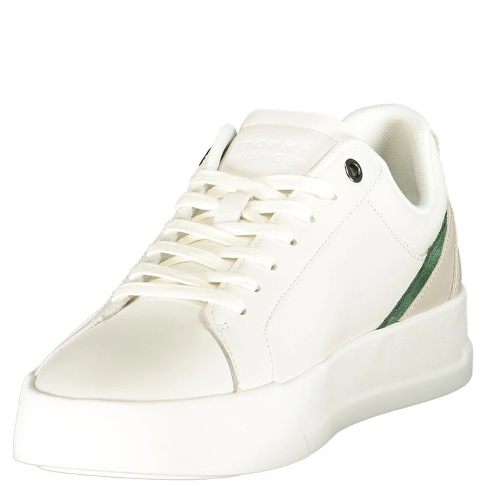 White Polyester Athletic Sneakers