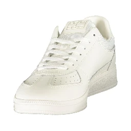 White Polyester Athletic Sneakers