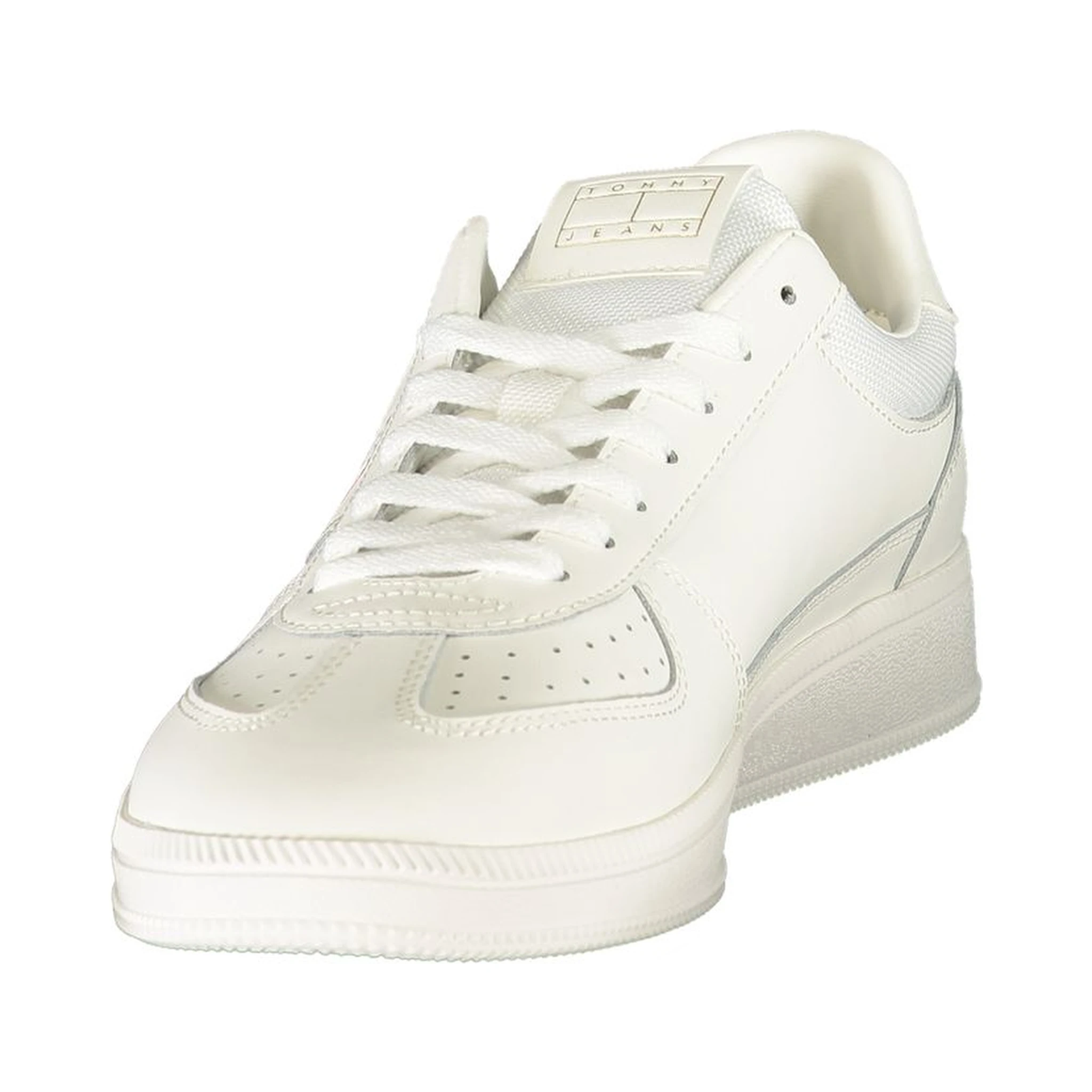 White Polyester Athletic Sneakers