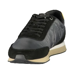 Black Polyester Men's Sneaker