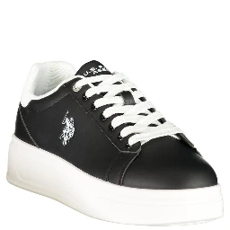 Black Polyester Athletic Sneakers