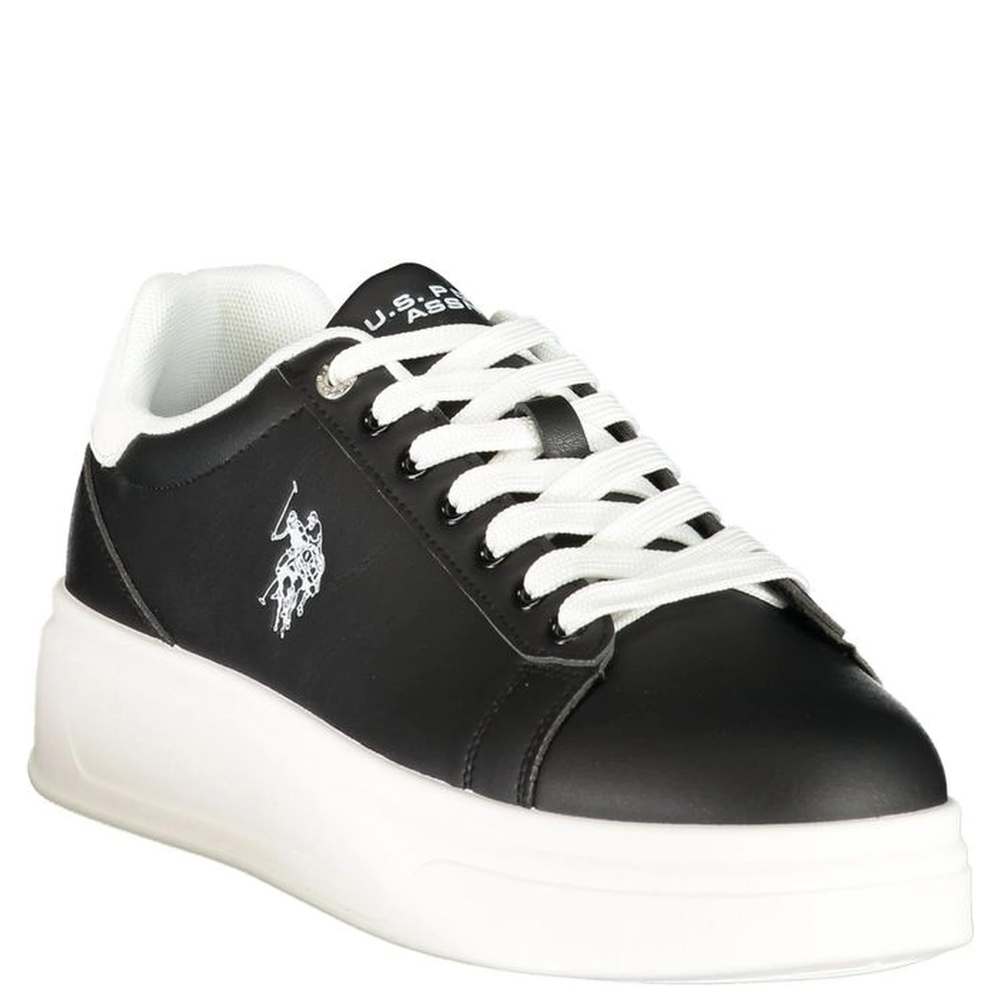 Black Polyester Athletic Sneakers