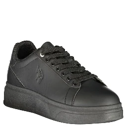 Black Polyester Athletic Sneakers