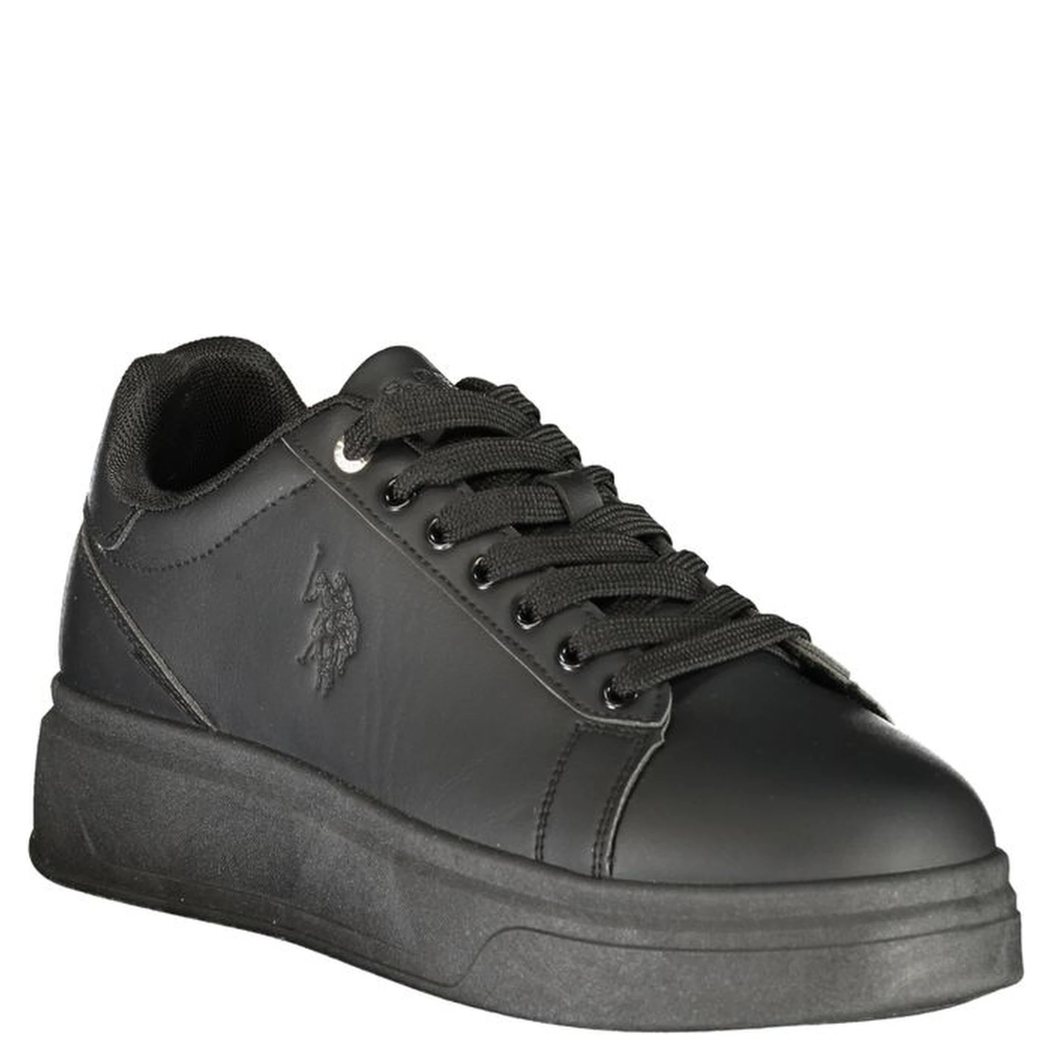 Black Polyester Athletic Sneakers